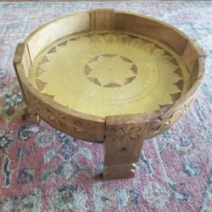Wood Carved Punched Round Side-Coffee Table photo review