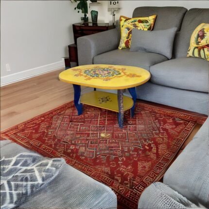 wood Handicraft Painted Coffee Table End Table